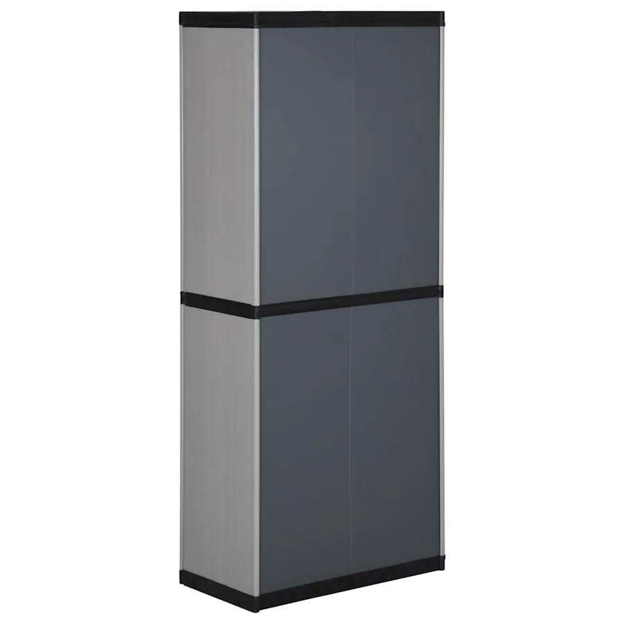 Armoire de rangement de jardin 3 étagères Gris/noir 68x40x168cm - 5