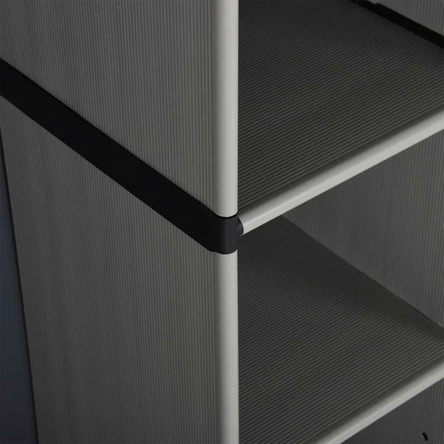 Armoire de rangement de jardin 3 étagères Gris/noir 68x40x168cm - 7