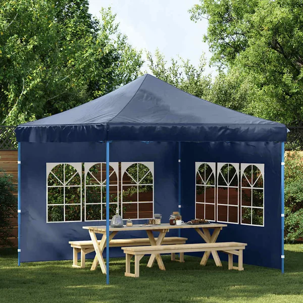 Paroi de tente de réception 2 pcs avec fenêtre PE Bleu