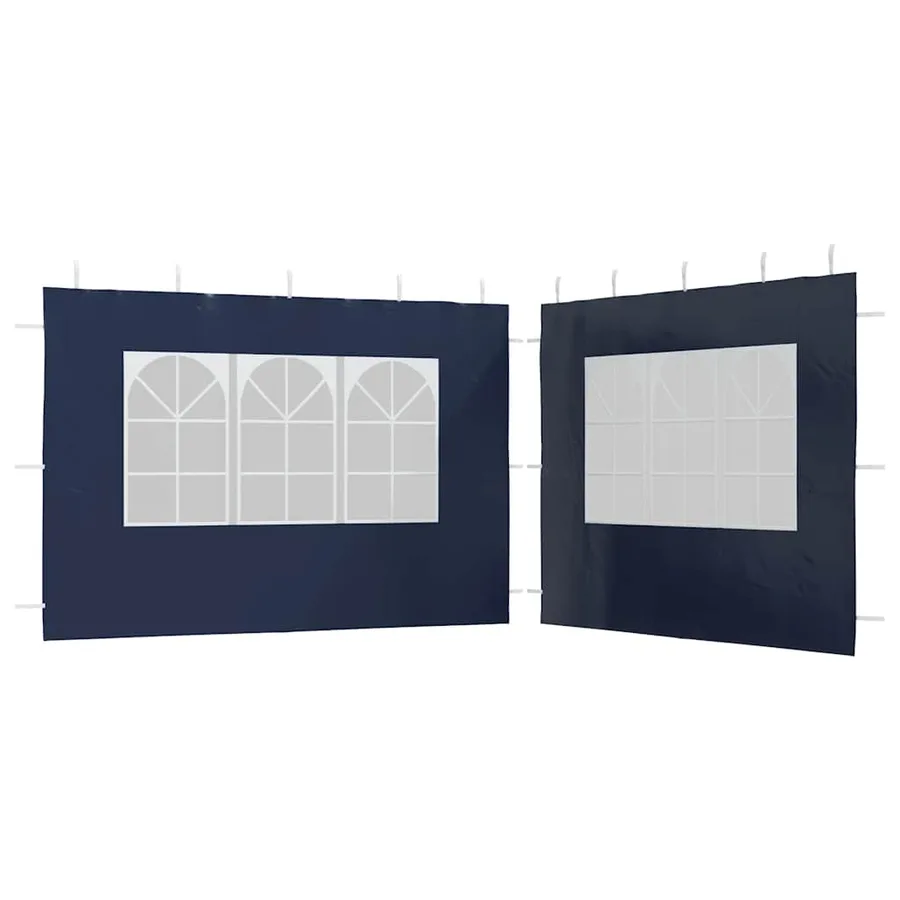 Paroi de tente de réception 2 pcs avec fenêtre PE Bleu - 2
