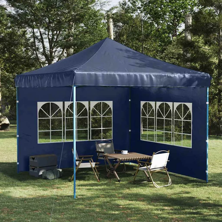 Paroi de tente de réception 2 pcs avec fenêtre PE Bleu - 3