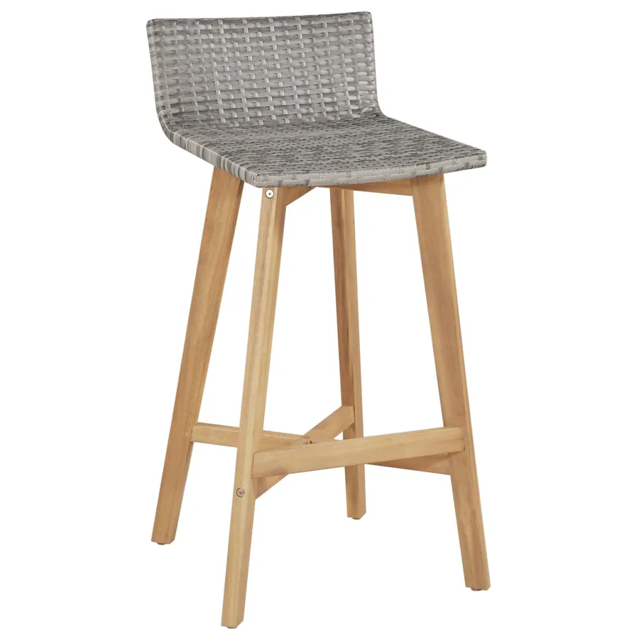 Tabourets de bar lot de 2 bois d'acacia solide - 2