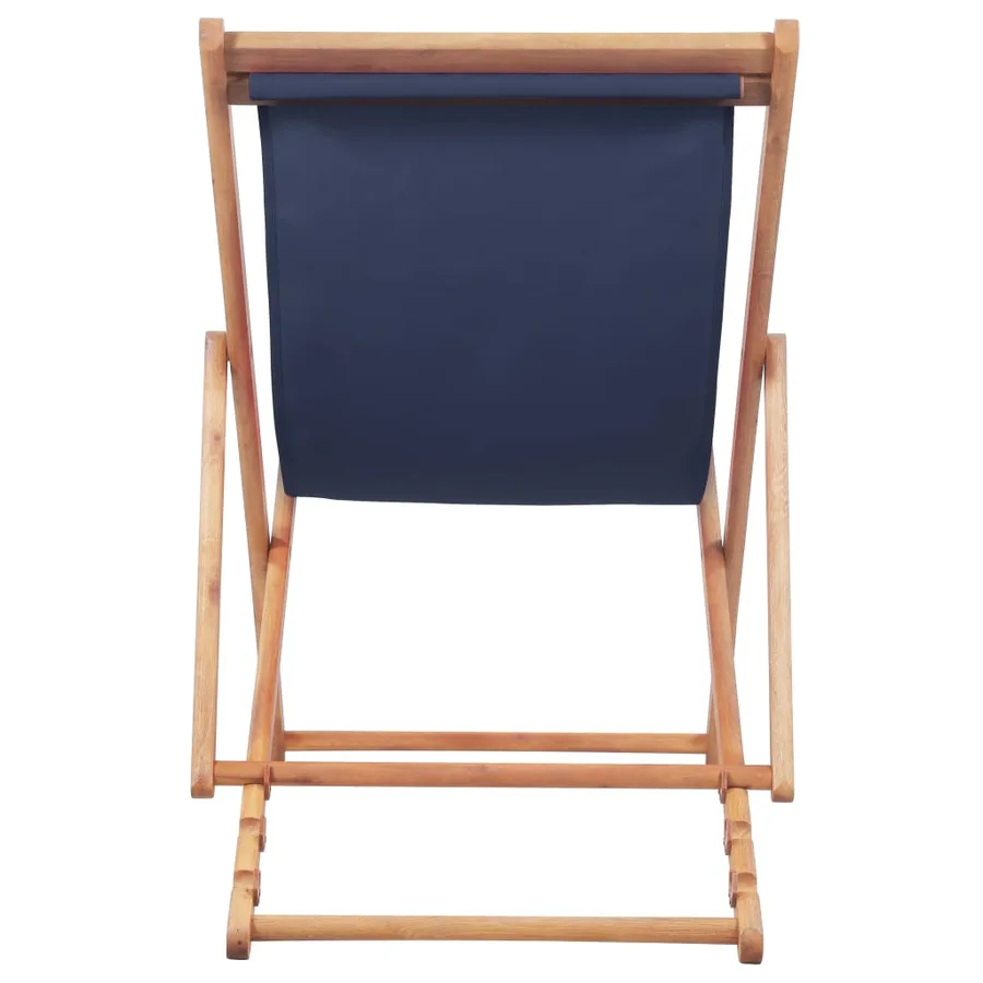 Chaise pliable de plage Tissu et cadre en bois Bleu - 4