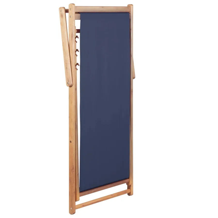 Chaise pliable de plage Tissu et cadre en bois Bleu - 5