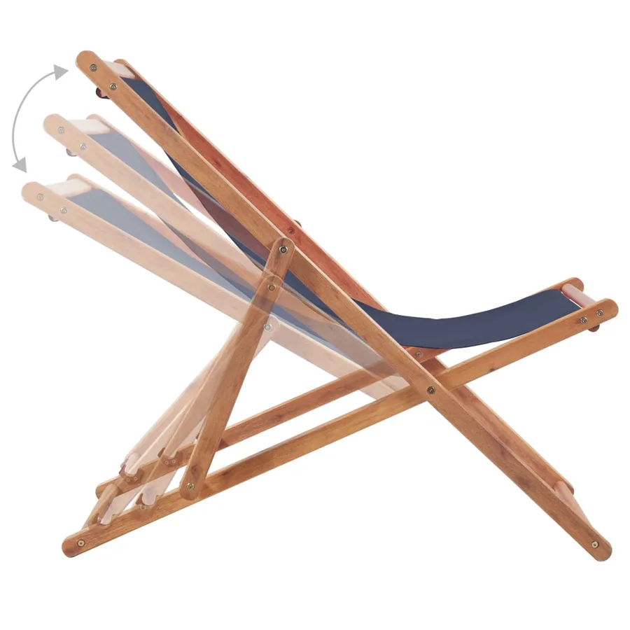 Chaise pliable de plage Tissu et cadre en bois Bleu - 6