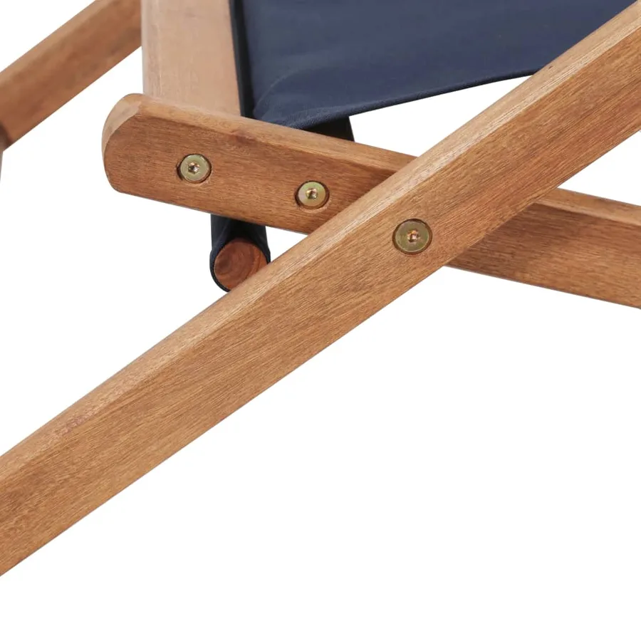 Chaise pliable de plage Tissu et cadre en bois Bleu - 7