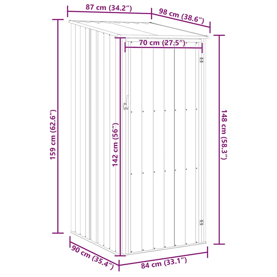 Abri de jardin Marrron 87x98x159 cm Acier galvanisé - 8