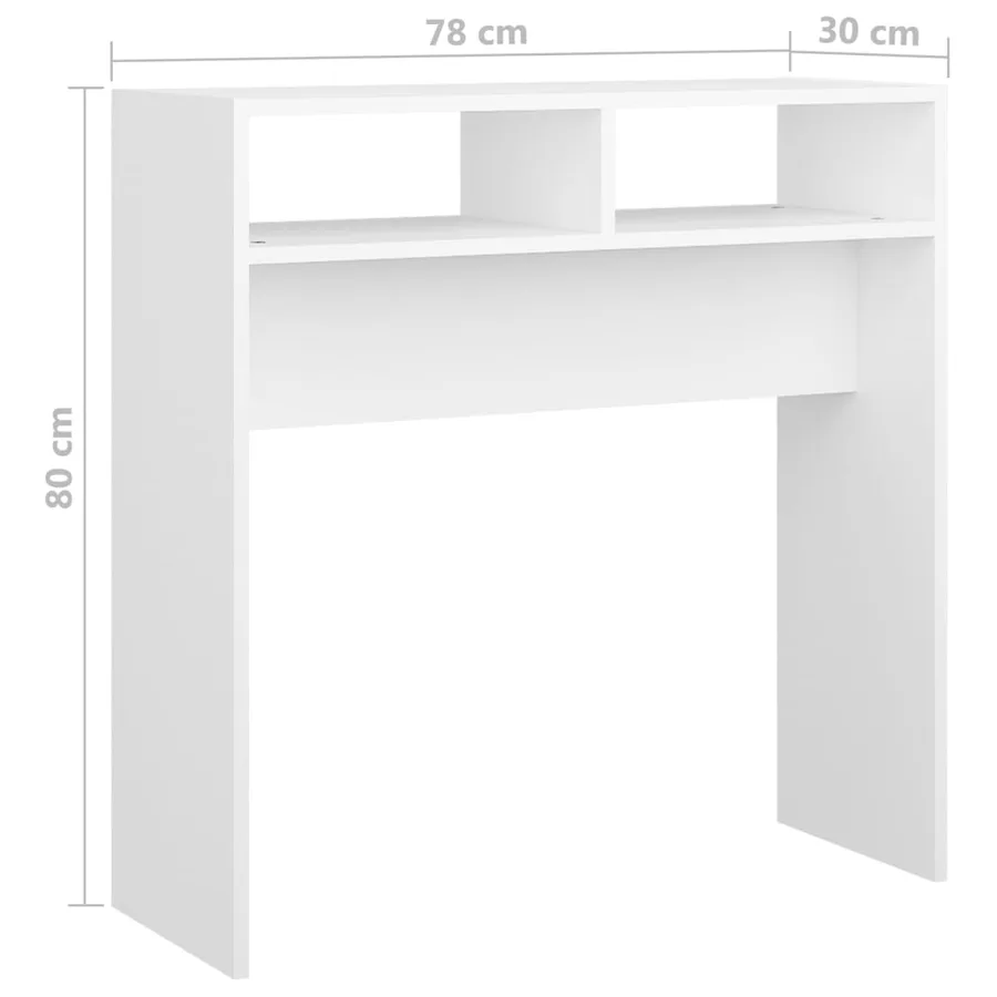 Table console blanc 78x30x80 cm bois d'ingénierie - 7