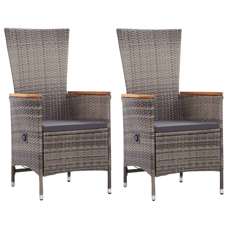Chaises d'extérieur lot de 2 avec coussins Résine tressée Gris