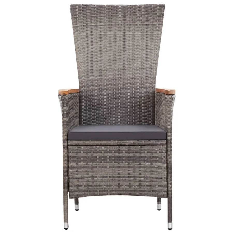 Chaises d'extérieur lot de 2 avec coussins Résine tressée Gris - 5