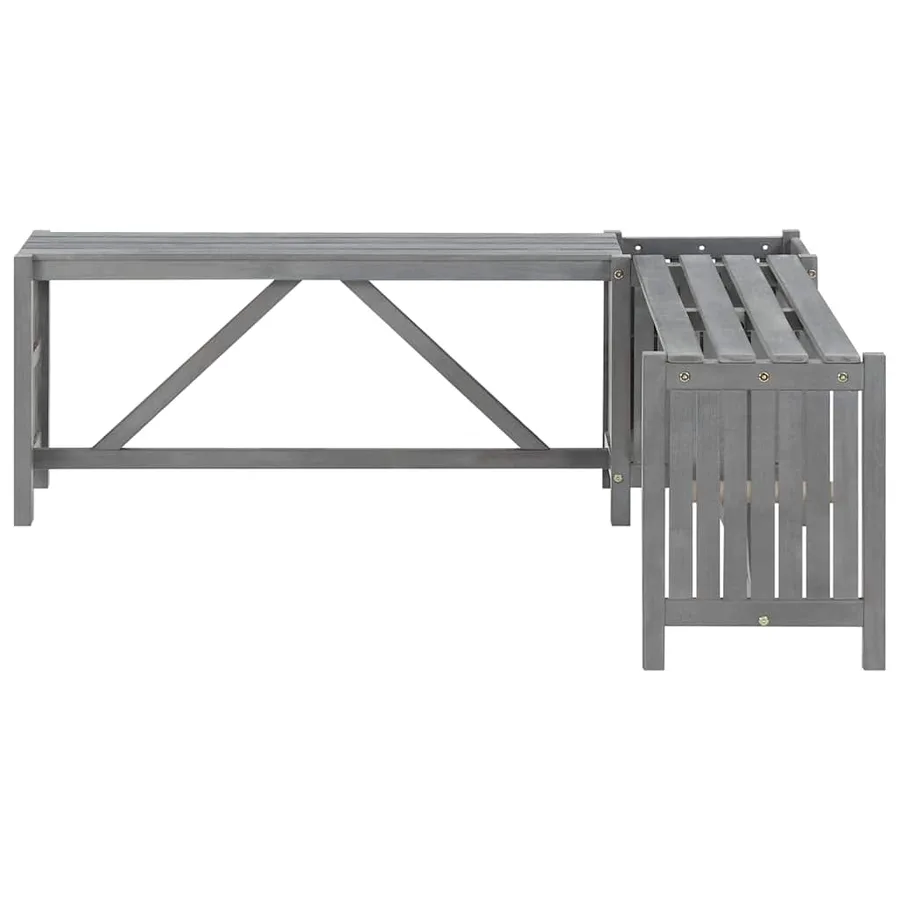 Banc d'angle de jardin et jardinière 117 cm bois d'acacia gris - 4