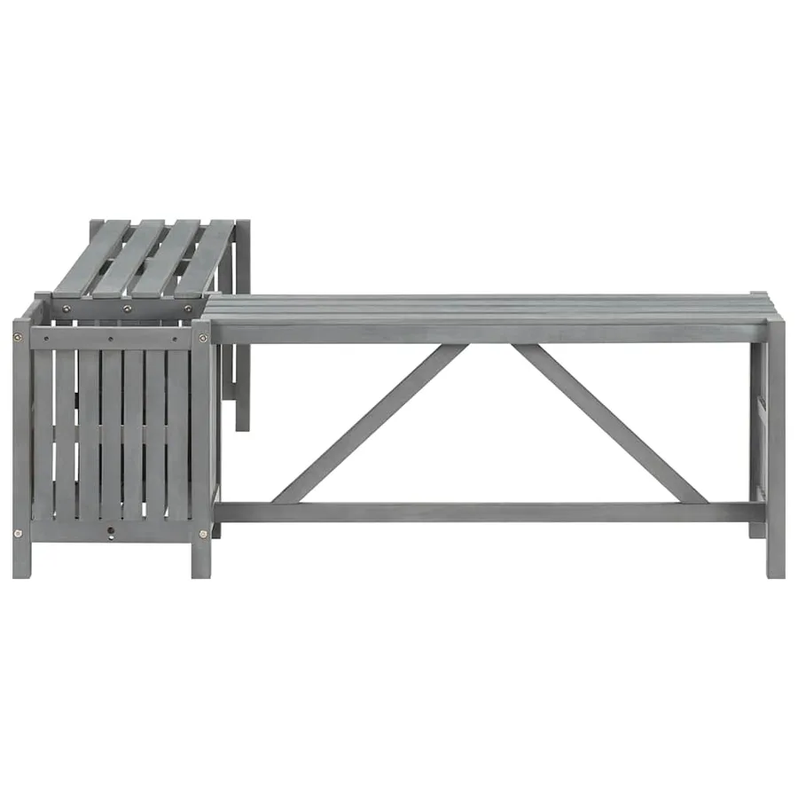 Banc d'angle de jardin et jardinière 117 cm bois d'acacia gris - 5