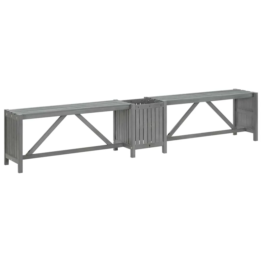 Banc d'angle de jardin et jardinière 117 cm bois d'acacia gris - 6