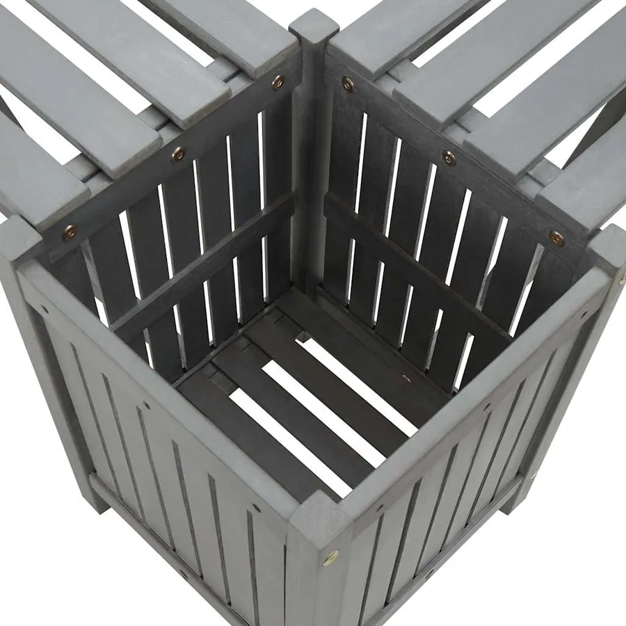 Banc d'angle de jardin et jardinière 117 cm bois d'acacia gris - 9