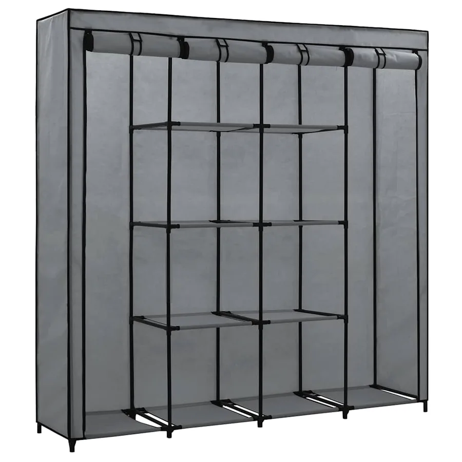 Garde-robe avec 4 compartiments Gris 175x45x170 cm - 3