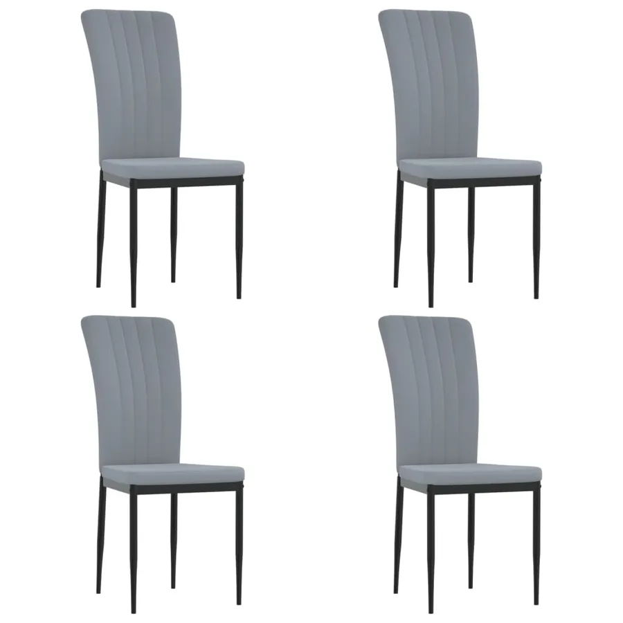 Chaises à manger lot de 4 Gris clair Velours - 2