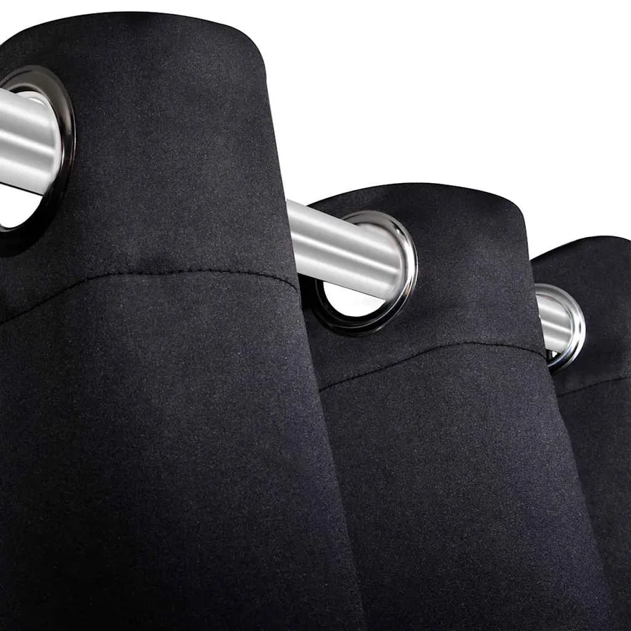 Rideau occultant 2 pcs avec œillets métalliques 135x175 cm Noir - 4