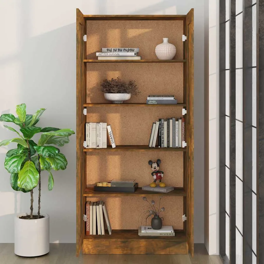 Armoire à livres Chêne fumé 82,5x30,5x185,5cm Bois d'ingénierie - 3