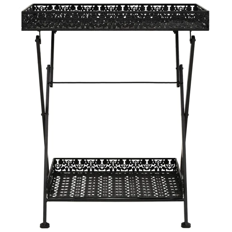 Table à thé pliante Style vintage Métal 58 x 35 x 72 cm Noir - 2