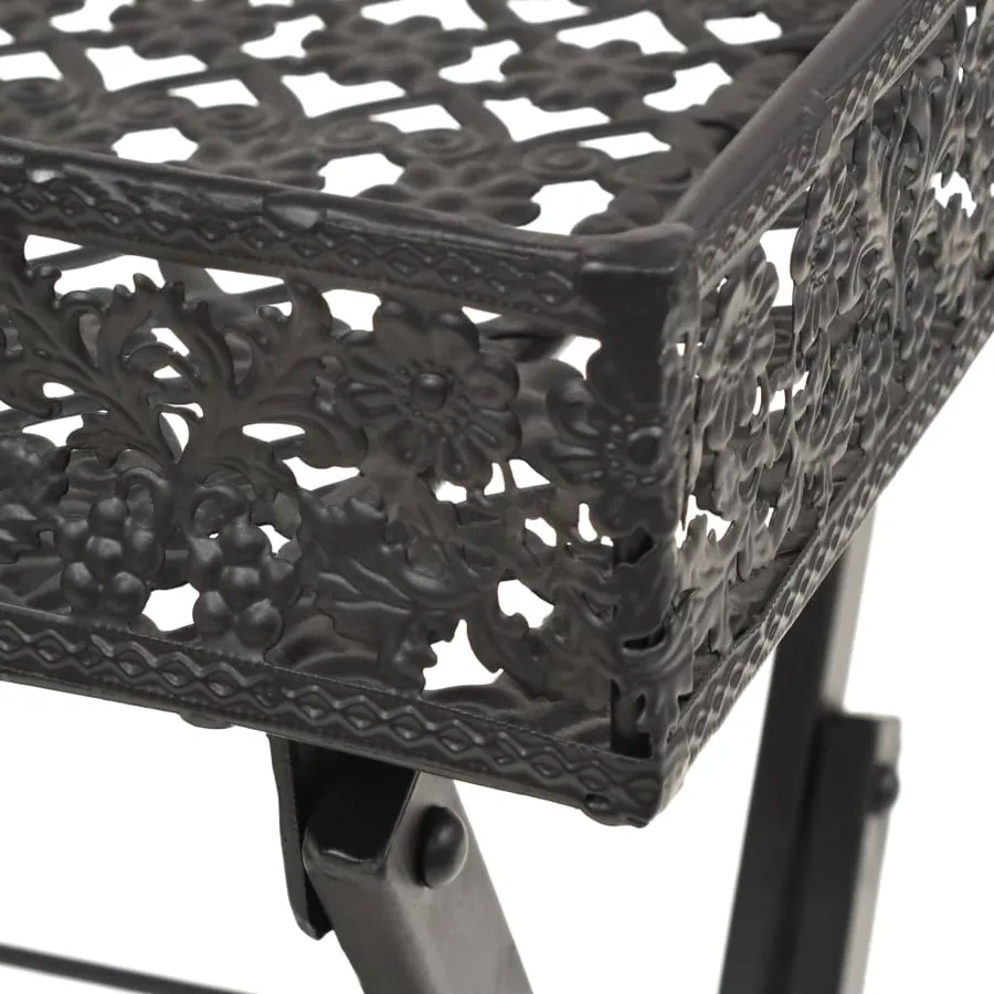 Table à thé pliante Style vintage Métal 58 x 35 x 72 cm Noir - 5
