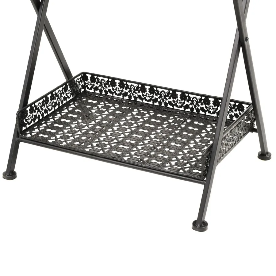 Table à thé pliante Style vintage Métal 58 x 35 x 72 cm Noir - 8