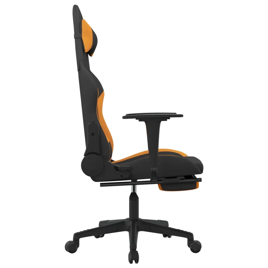 Chaise de jeu avec repose-pied Noir et orange Tissu - 4