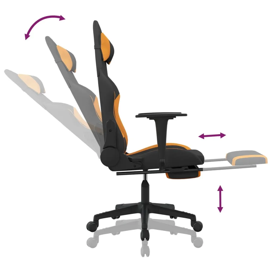 Chaise de jeu avec repose-pied Noir et orange Tissu - 7