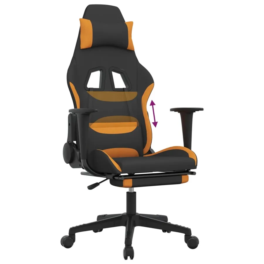 Chaise de jeu avec repose-pied Noir et orange Tissu - 8
