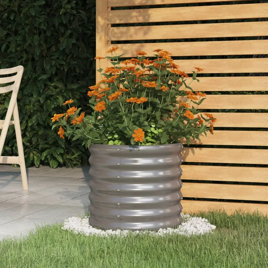 Jardinière de jardin Acier galvanisé 40x40x36 cm Gris