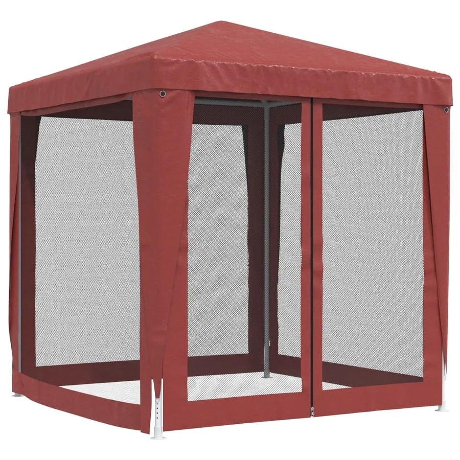 Tente de fête avec 4 parois latérales en maille Rouge 2x2m PEHD - 5