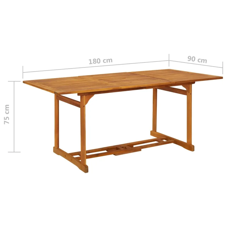 Table à dîner de jardin 180x90x75 cm Bois d'acacia solide - 6