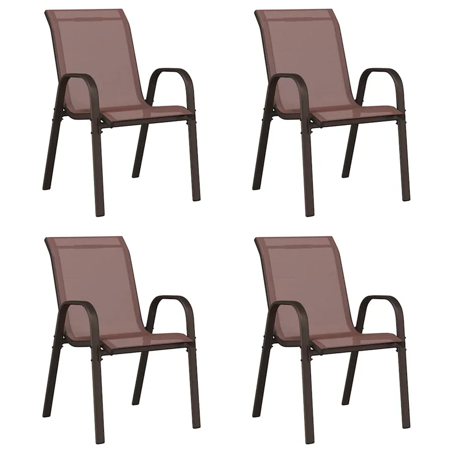 Chaises empilables de jardin lot de 4 Marron Tissu textilène - 2