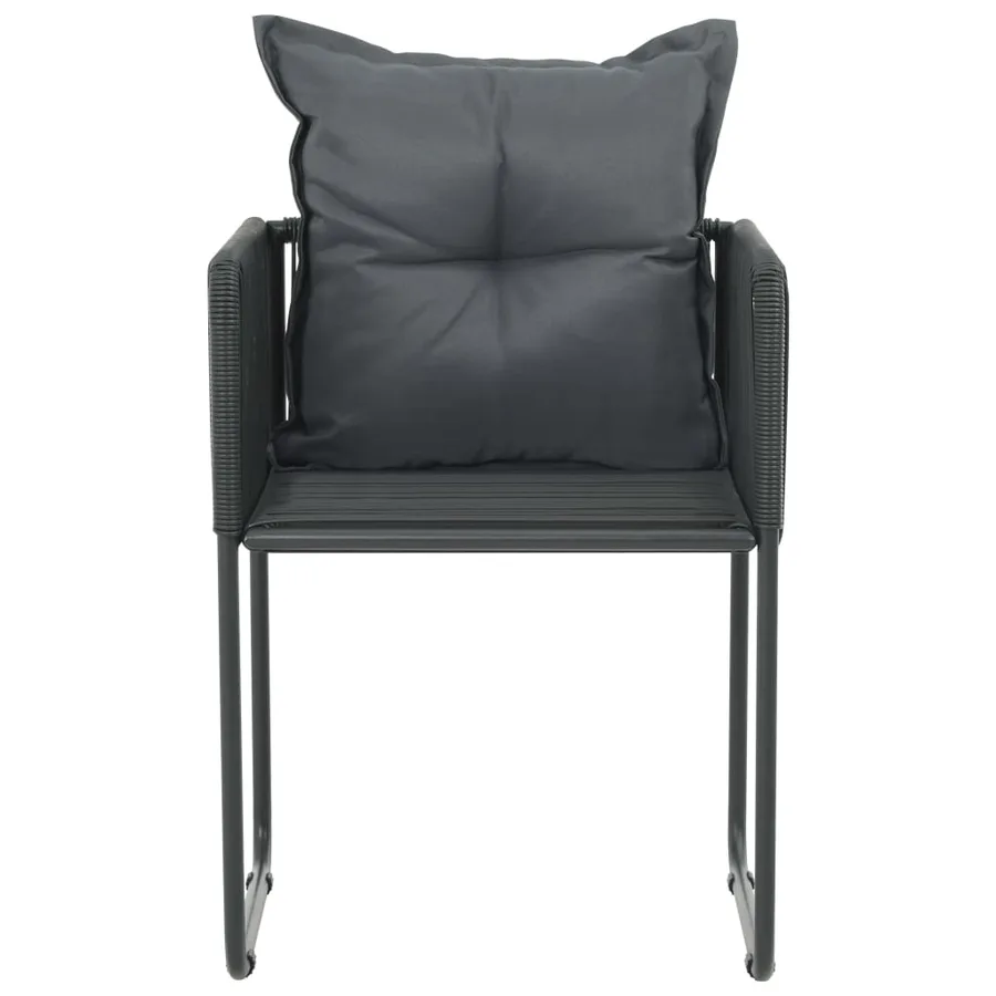 Chaises d'extérieur lot de 4 avec oreillers Résine tressée Noir - 3