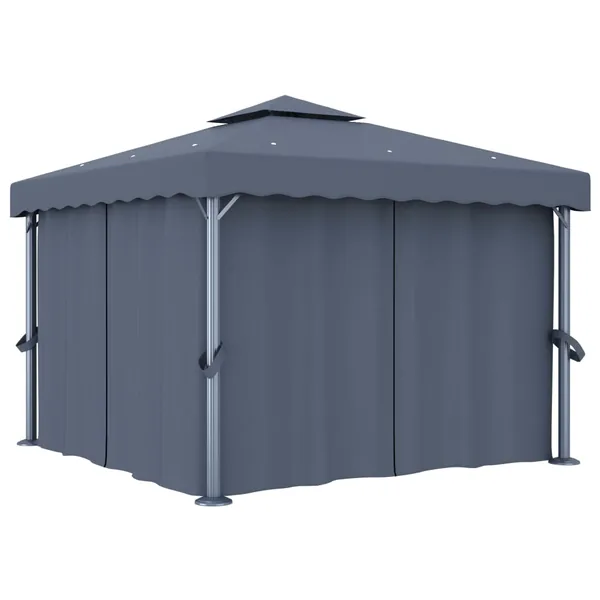 Tonnelle avec rideau 3x3 m Anthracite Aluminium