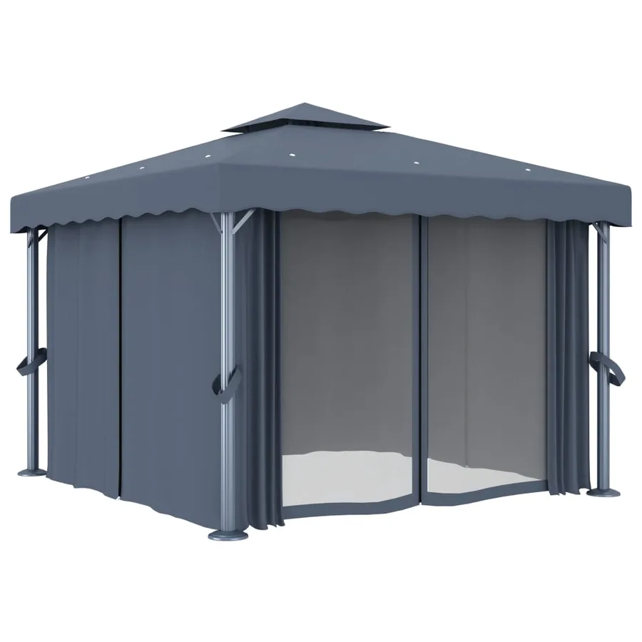 Tonnelle avec rideau 3x3 m Anthracite Aluminium - 2