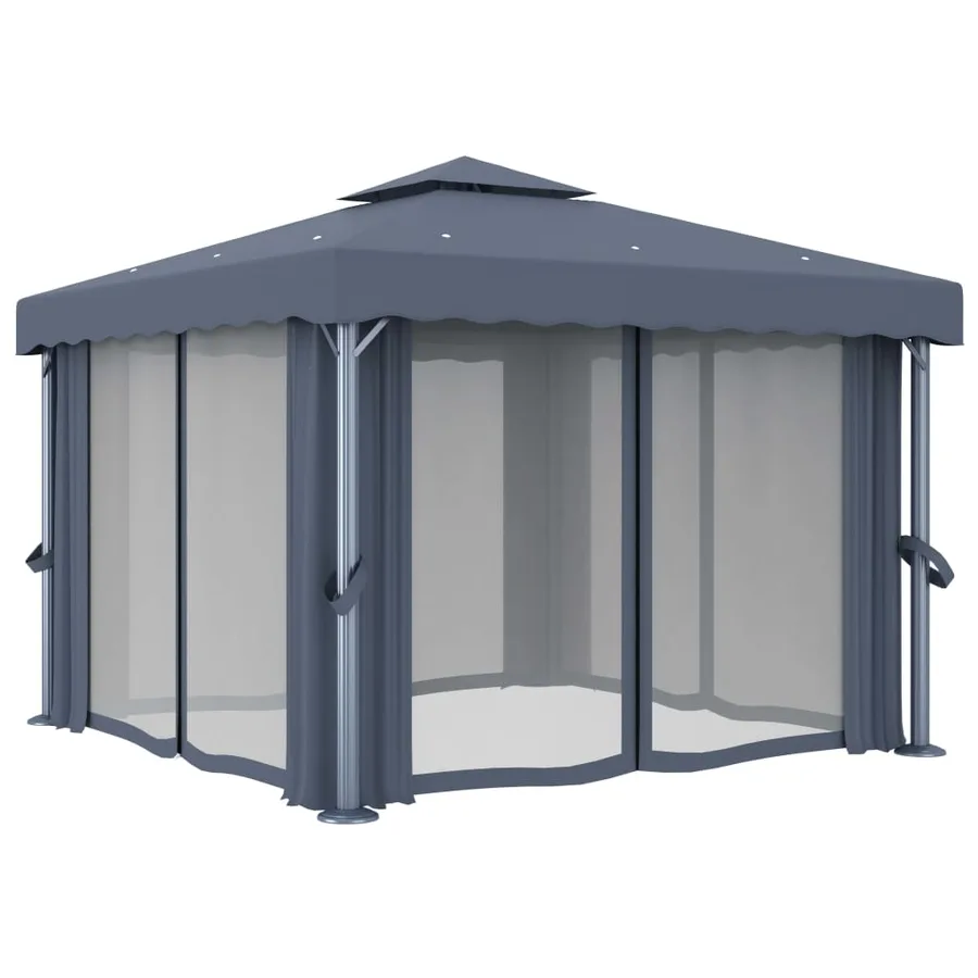 Tonnelle avec rideau 3x3 m Anthracite Aluminium - 3