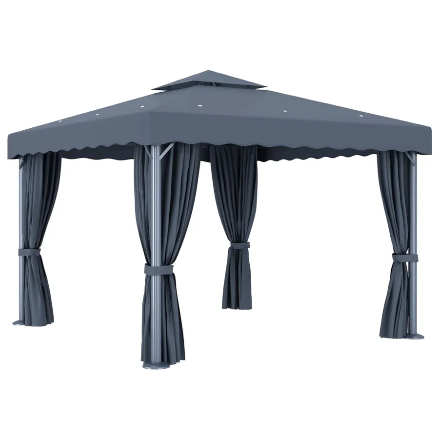 Tonnelle avec rideau 3x3 m Anthracite Aluminium - 4