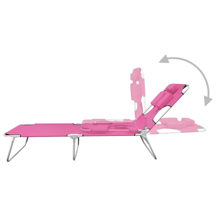 Chaise longue pliable avec coussin de tête Acier Bleu turquoise - 13