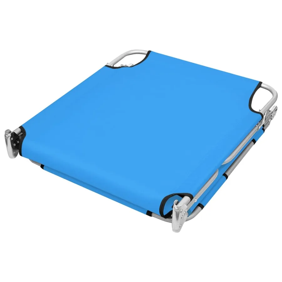 Chaise longue pliable avec coussin de tête Acier Bleu turquoise - 4