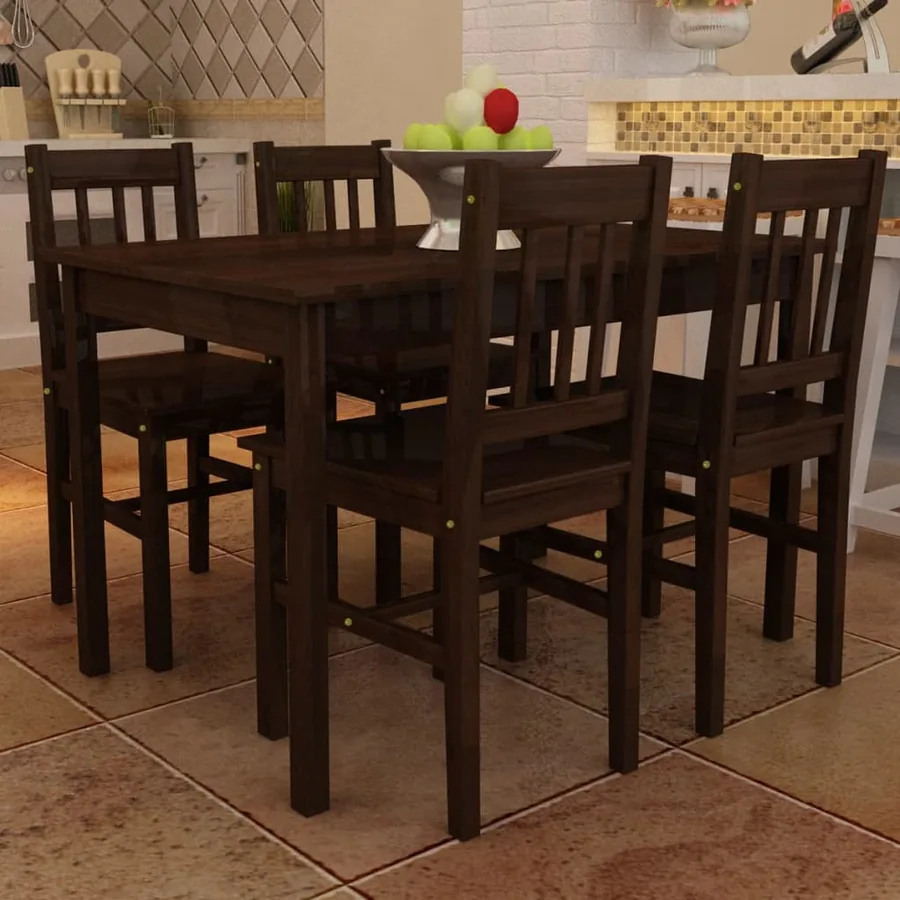 Table de salle à manger avec 4 chaises Marron