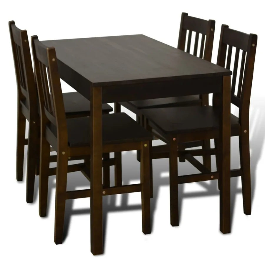 Table de salle à manger avec 4 chaises Marron - 2