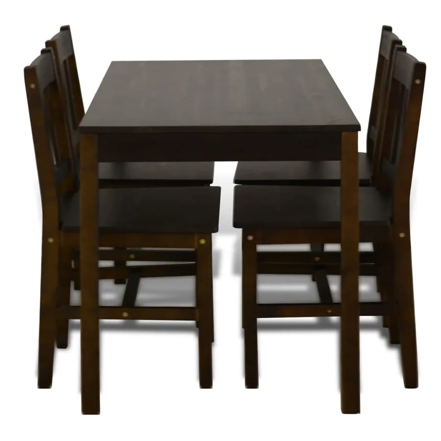 Table de salle à manger avec 4 chaises Marron - 5
