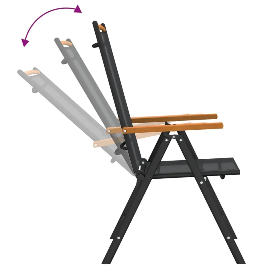 Ensemble à manger de jardin 7 pcs noir et marron aluminium - 7