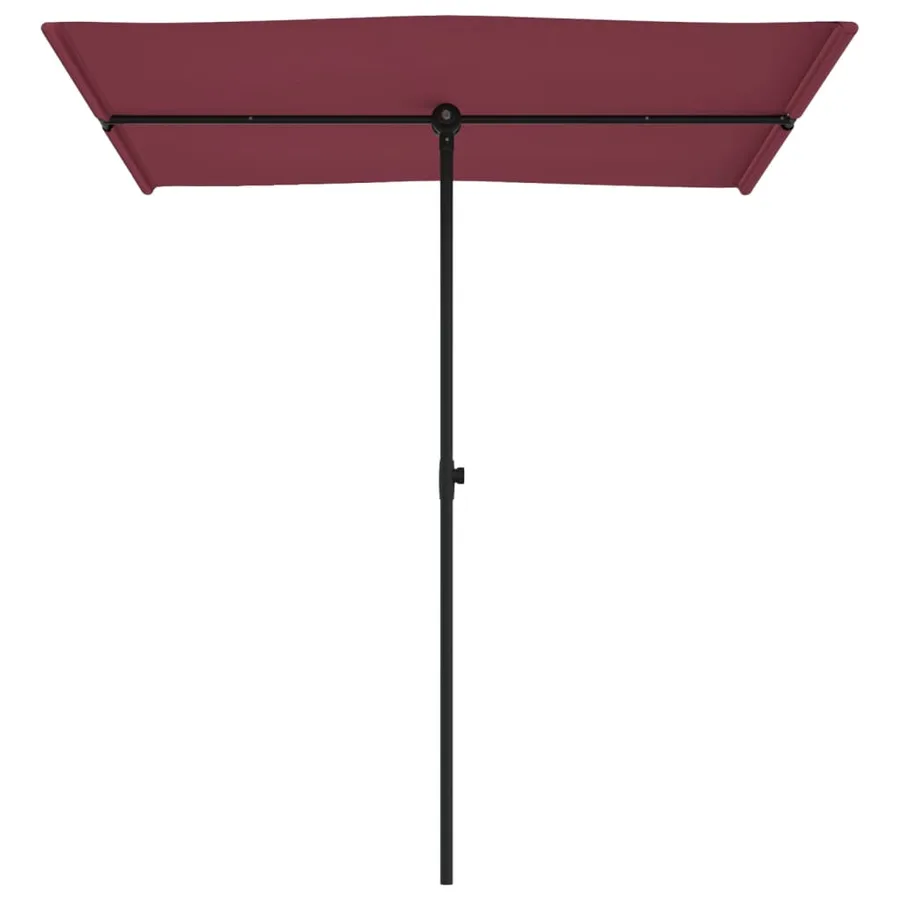 Parasol de jardin et mât en aluminium 180x110 cm rouge bordeaux - 4