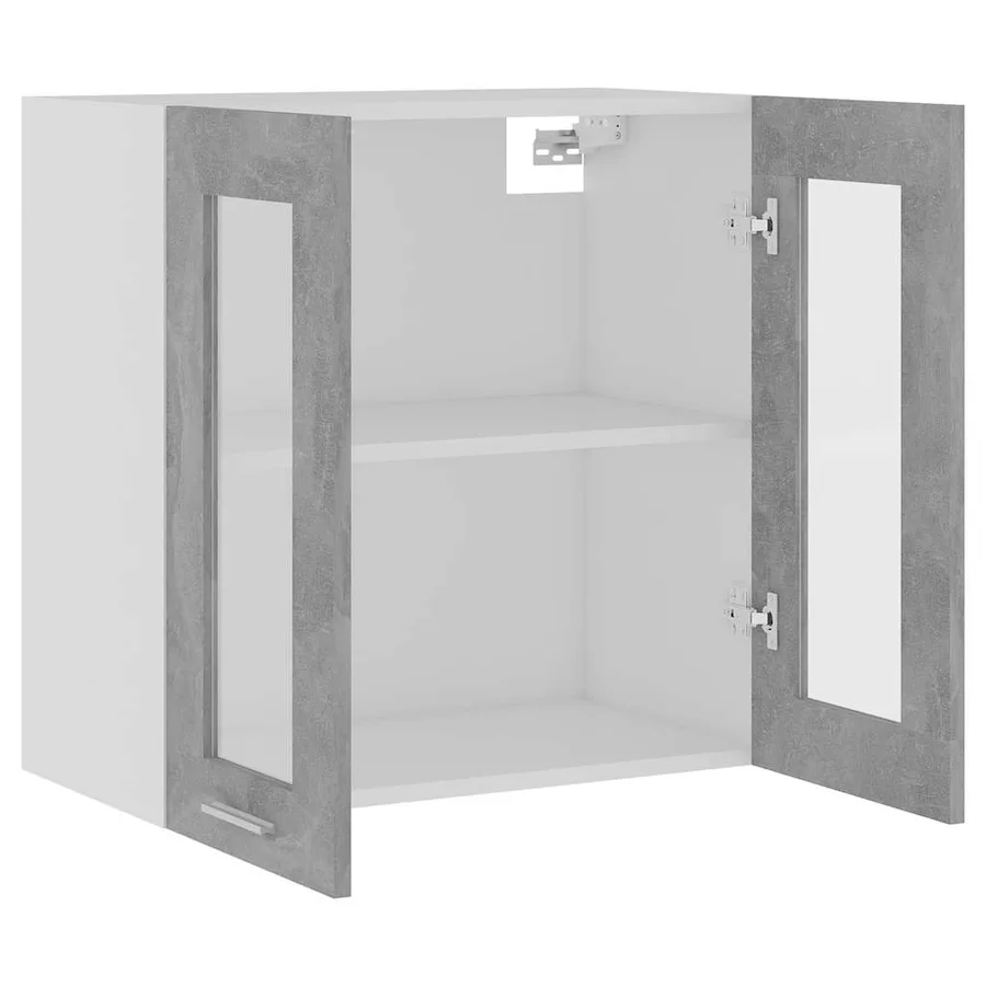 Vitrine suspendue "Lyon" Gris béton 60 x 31 x 60 cm Bois d'ingénierie - 6