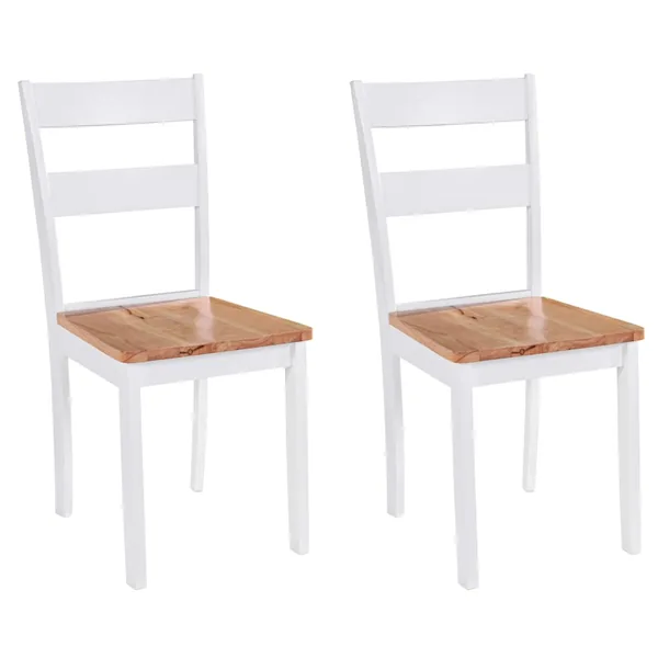 Chaises à manger lot de 2 blanc bois hévéa massif