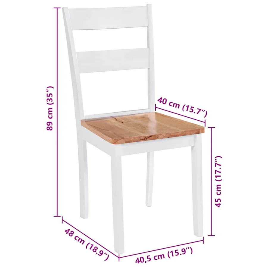 Chaises à manger lot de 2 blanc bois hévéa massif - 6