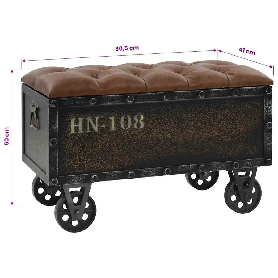 Banc de rangement Bois massif et similicuir 80,5x41x50 cm - 12