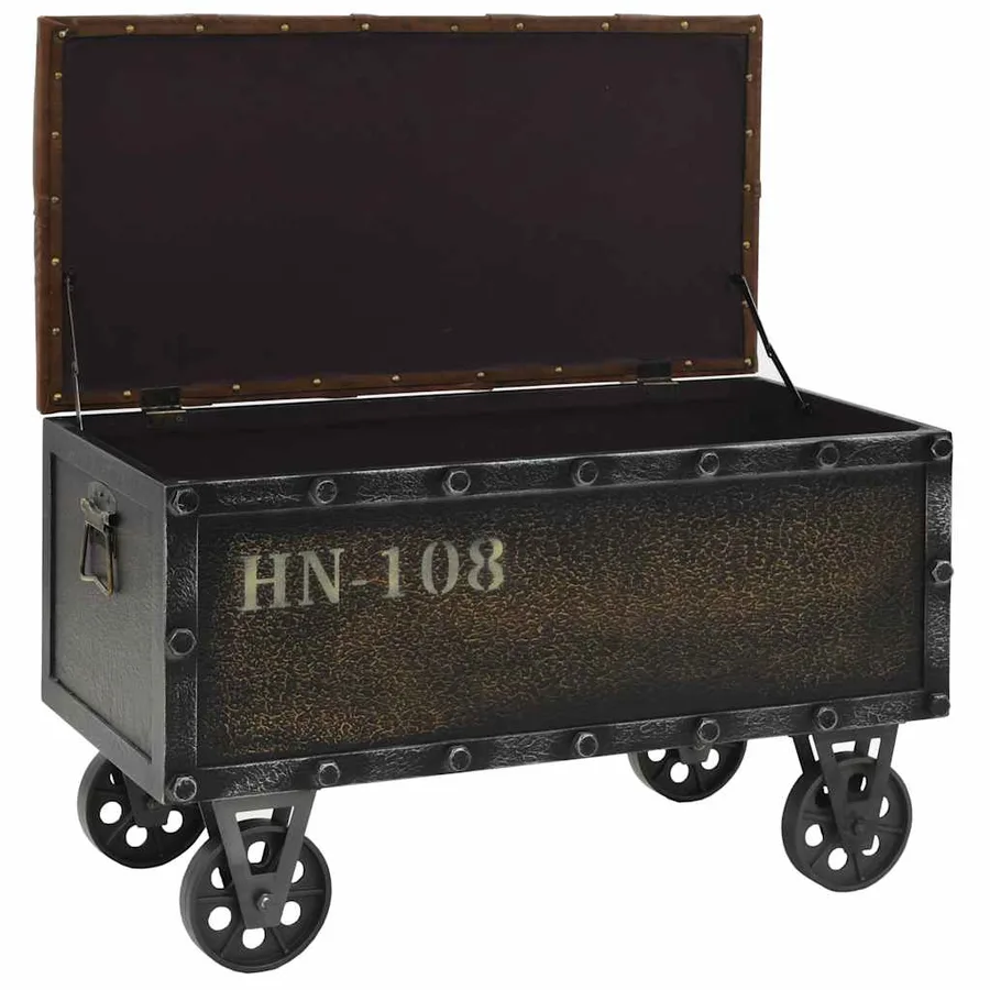 Banc de rangement Bois massif et similicuir 80,5x41x50 cm - 4