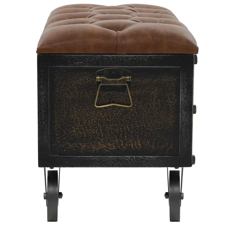 Banc de rangement Bois massif et similicuir 80,5x41x50 cm - 6